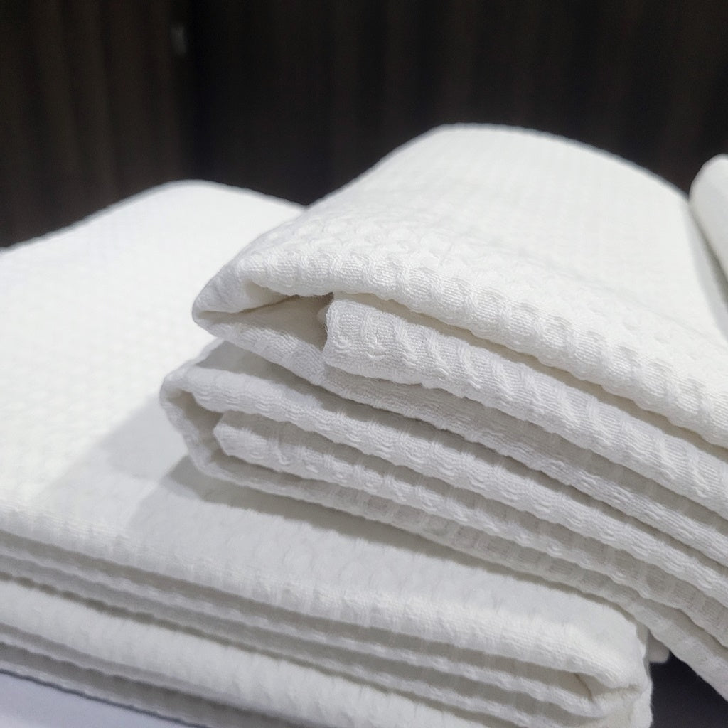 Quick Dry Waffle Bath Towel - White