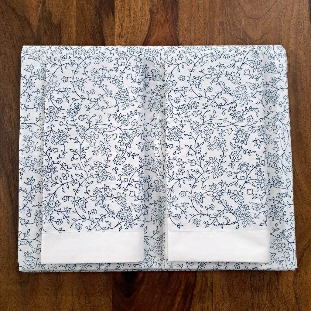 Bed Sheet Hand Block Printed "Forest" - LOVE FOR WHITE