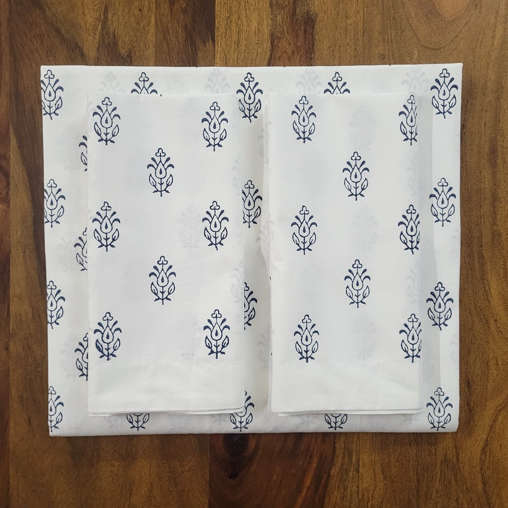 Bed Sheet Hand Block Printed "Ivy"