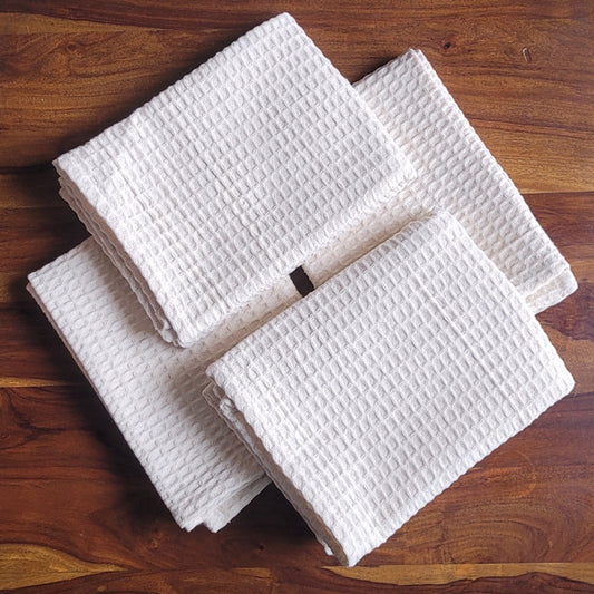 Quick Dry Waffle Hand Towel Set of 4 - Natural Ecru