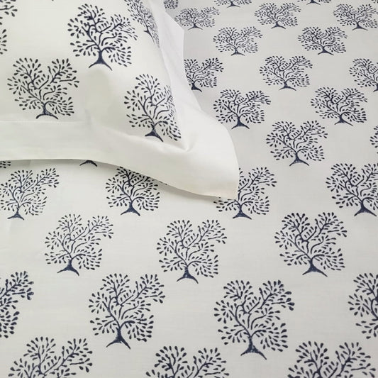 Fitted Sheet Hand Block Printed "Tree of Life"