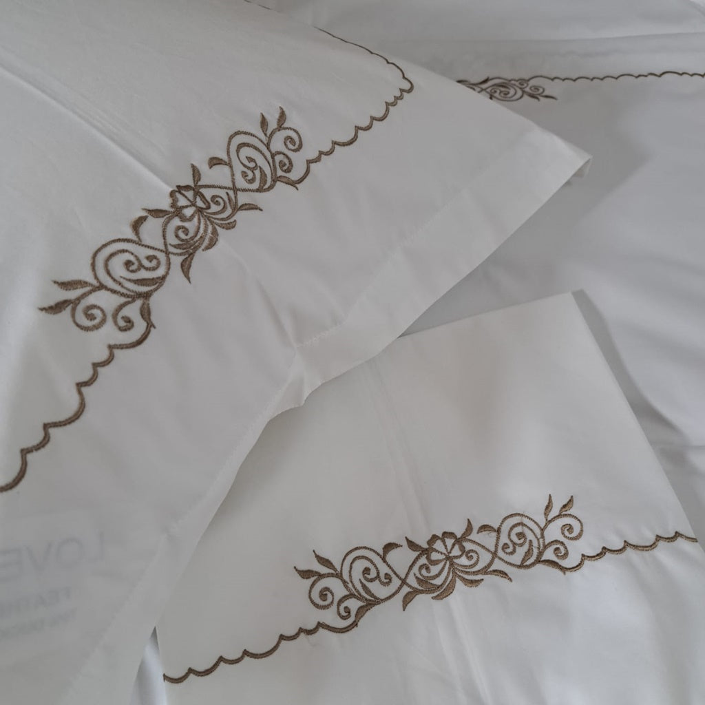 Pillow Covers Embroidered "Iris" Set of 2 - LOVE FOR WHITE