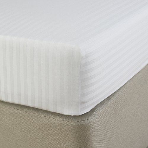 Fitted Sheet 300TC Satin Stripes - White