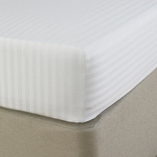 Fitted Sheet 300TC Satin Stripes - White (Without Pillow Covers)