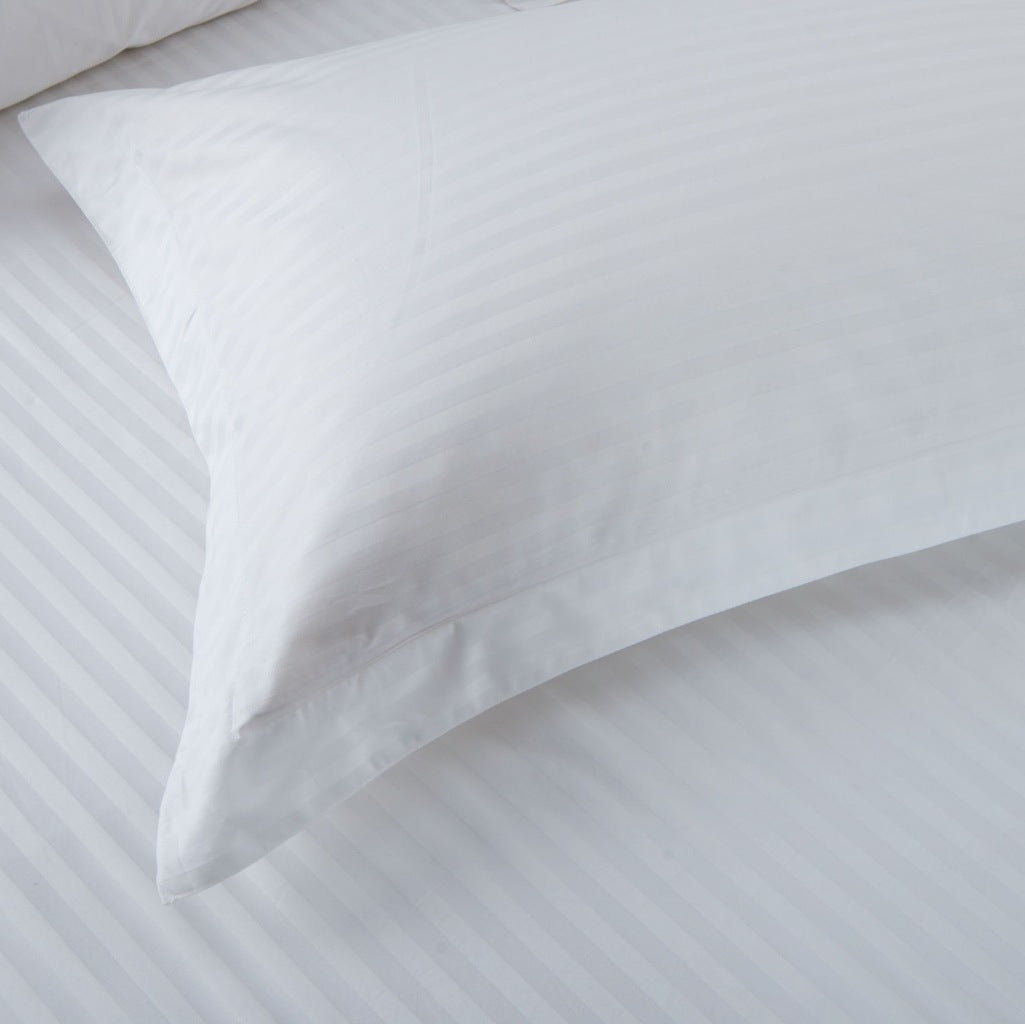 Pillow Covers 300TC Satin Stripes Set of 2 White white bed