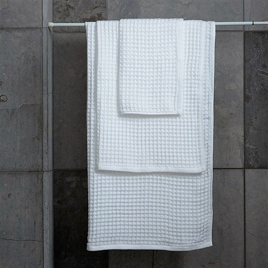 Quick Dry Waffle Towel Set - White - LOVE FOR WHITE