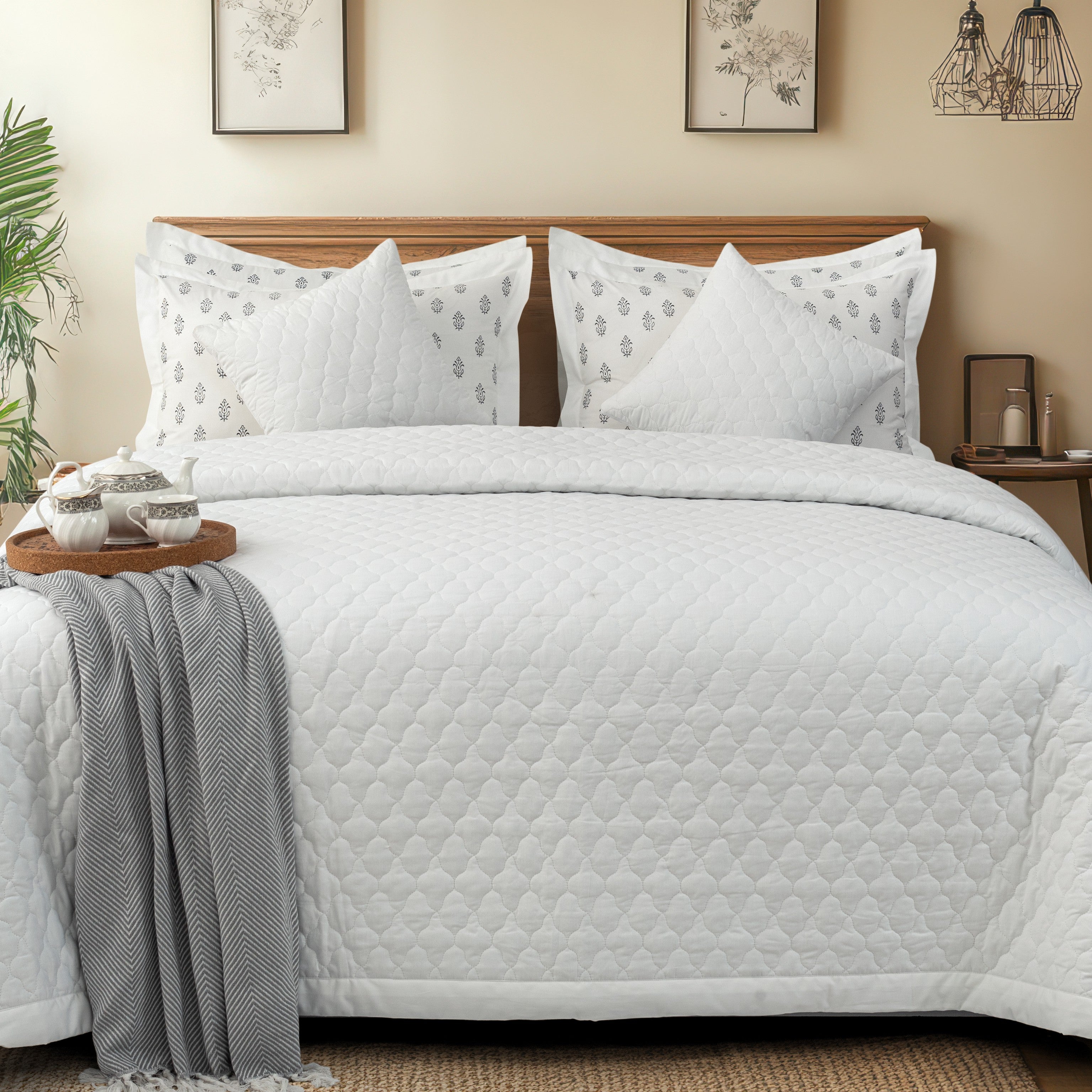 Summer Quilt/Bed Cover - White - LOVE FOR WHITE                                                          