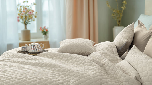 Quilted Cushion Cover - Ecru