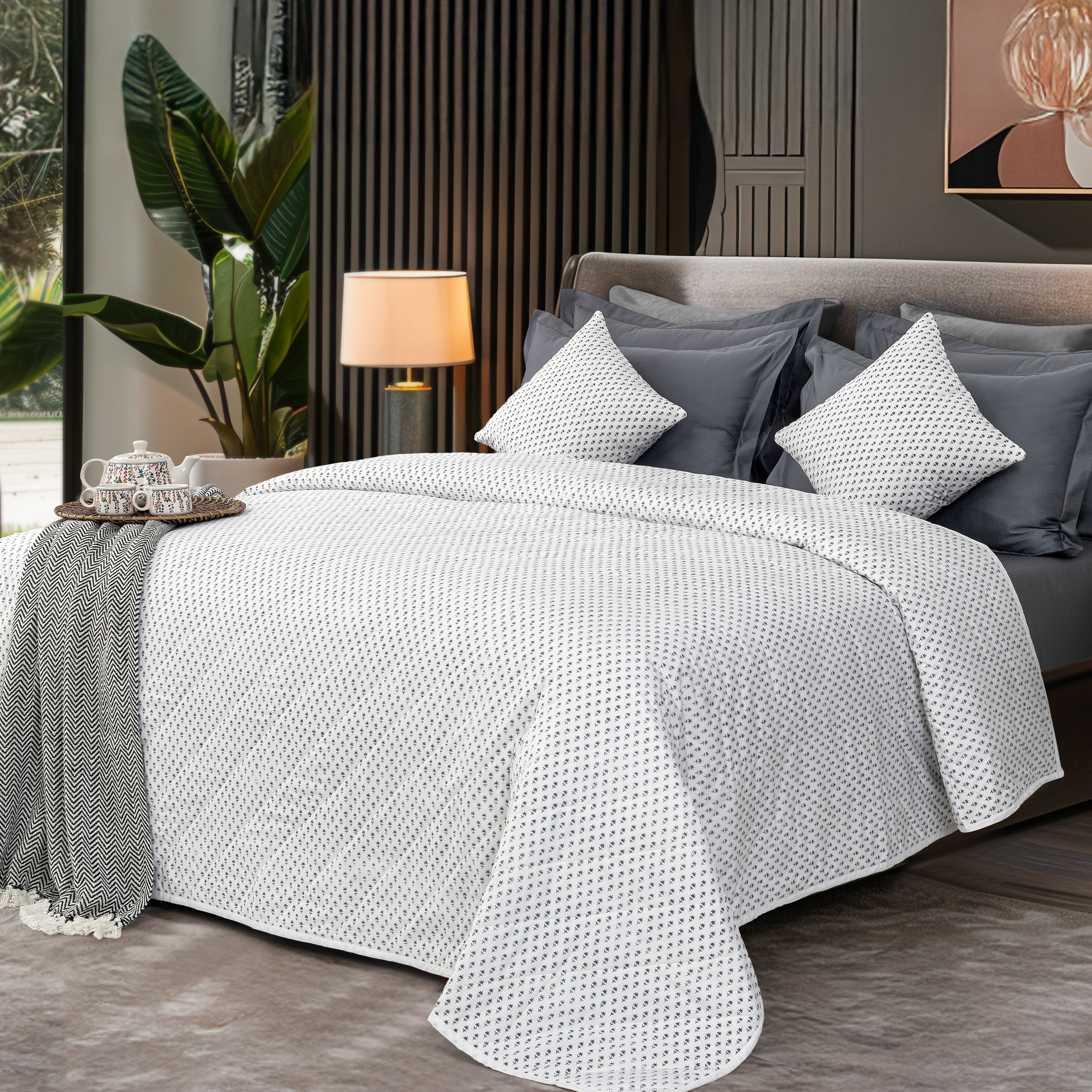 Summer Quilt/Bed Cover "Cornflower" - LOVE FOR WHITE                                                          