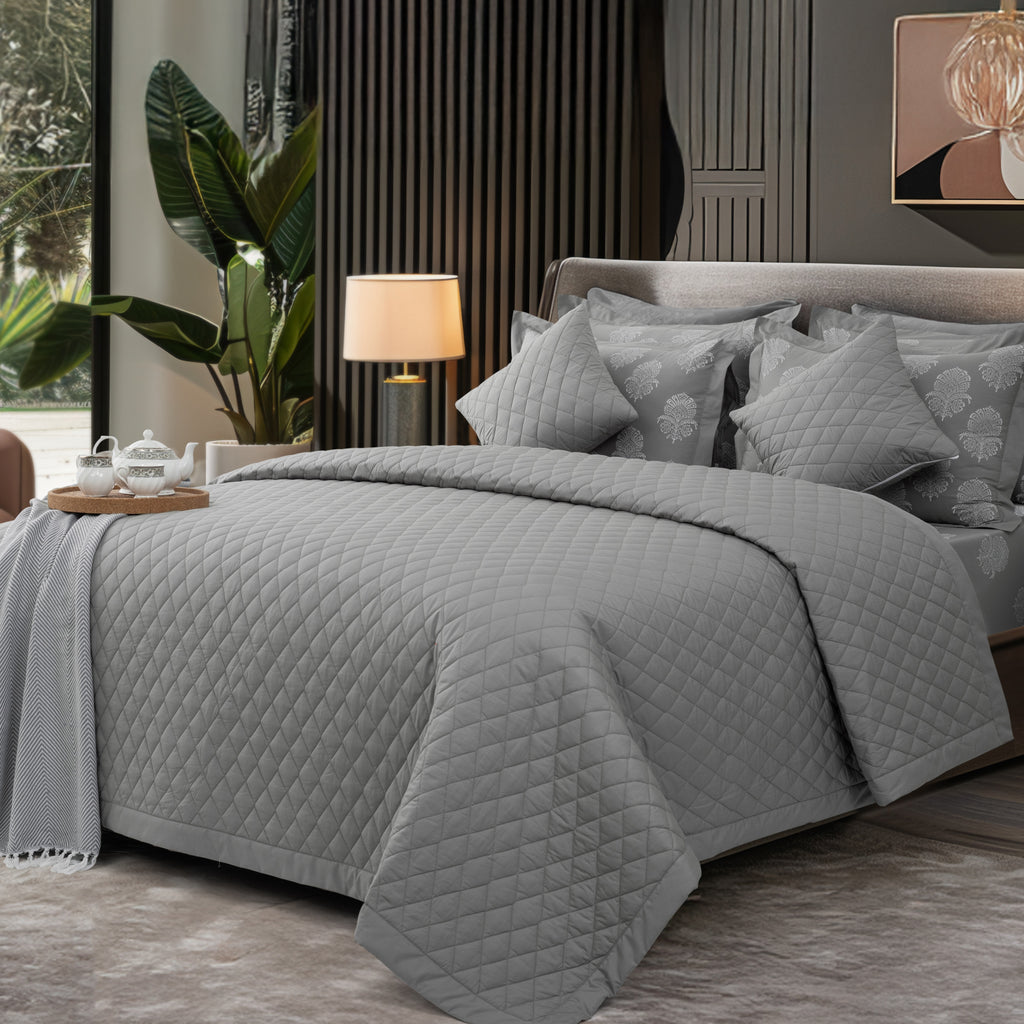 Summer Quilt/Bed Cover - Light Grey - LOVE FOR WHITE                                                          