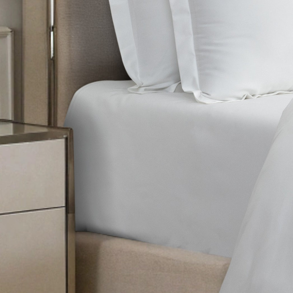Fitted Sheet 600TC Heavenly - White (Without Pillow Covers) - LOVE FOR WHITE                                                          