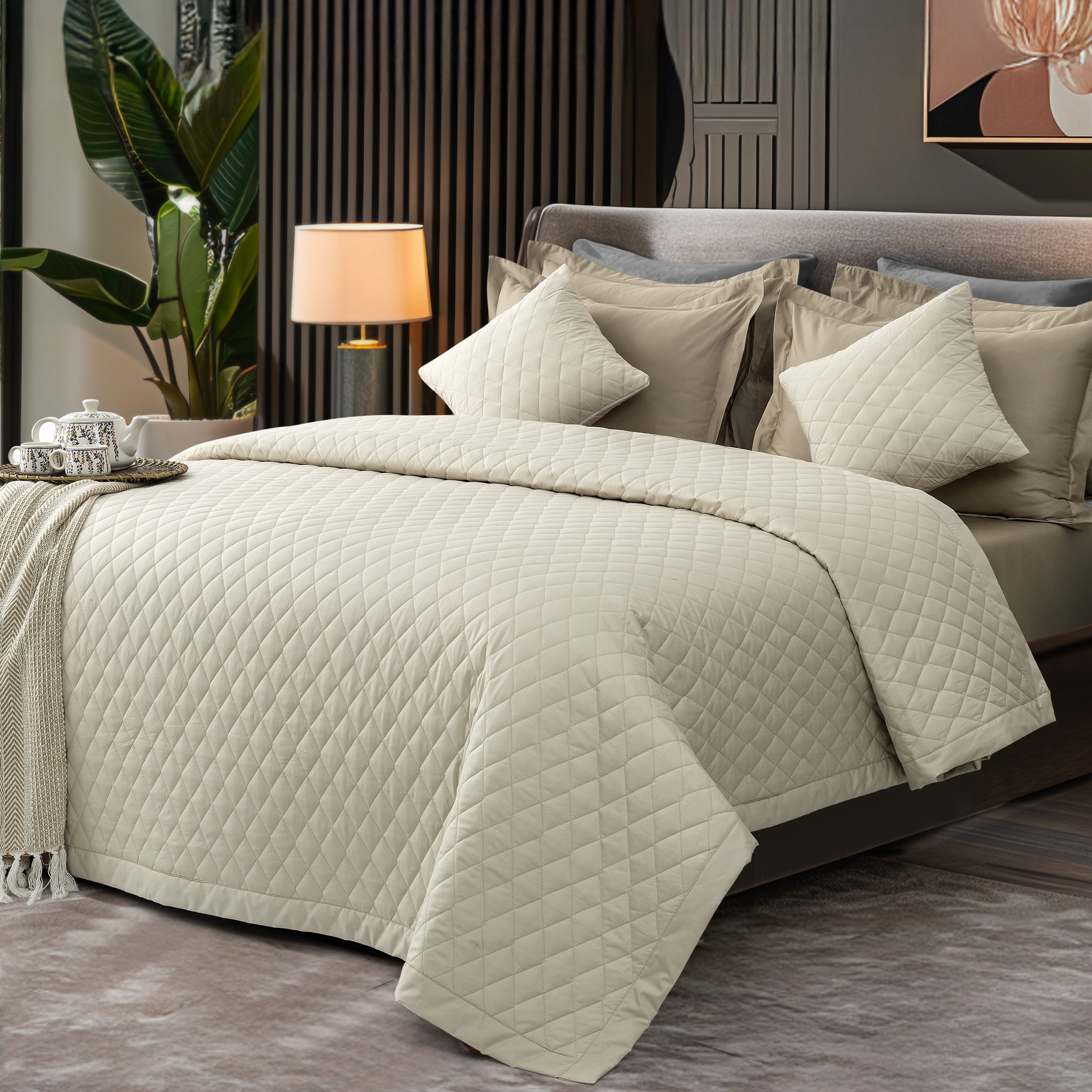 Summer Quilt/Bed Cover - Ecru (Light Beige) - LOVE FOR WHITE                                                          