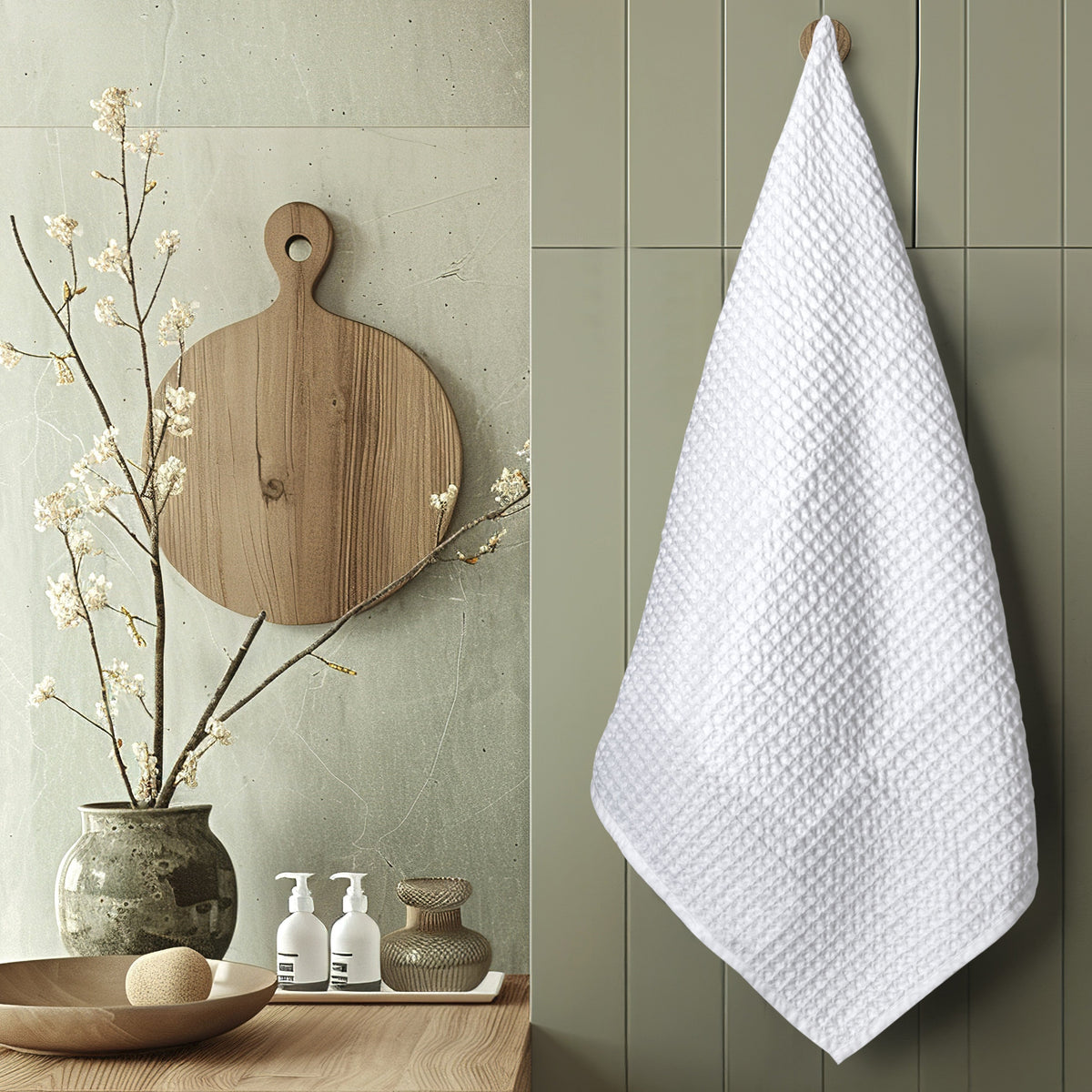 Plush Waffle Bath Towel - White