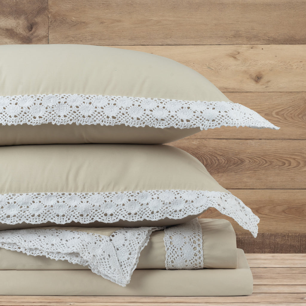 Bed Sheet Crochet Border - Ecru(Light Beige) - LOVE FOR WHITE                                                          