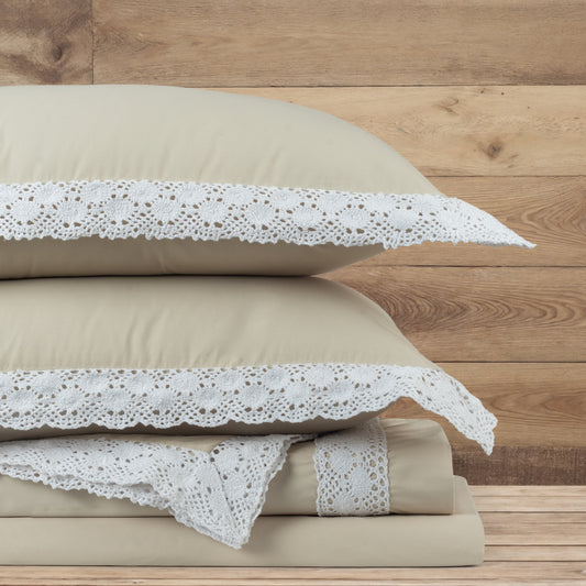 Bed Sheet Crochet Border - Ecru(Light Beige) - LOVE FOR WHITE                                                          