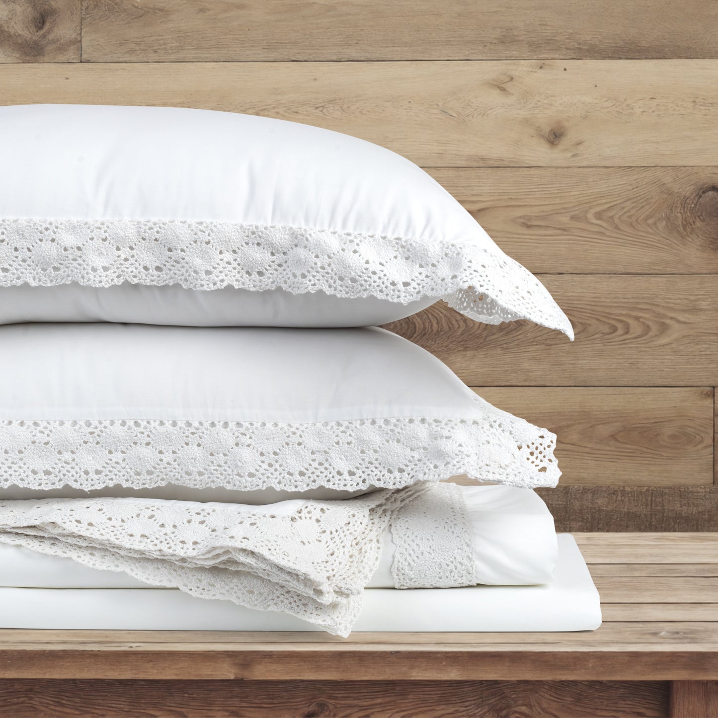 Bed Sheet Crochet Border - White