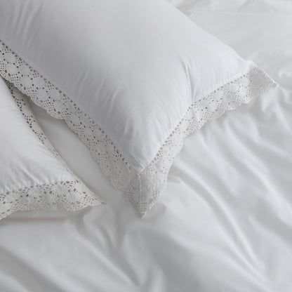Bed Sheet Crochet Border - White