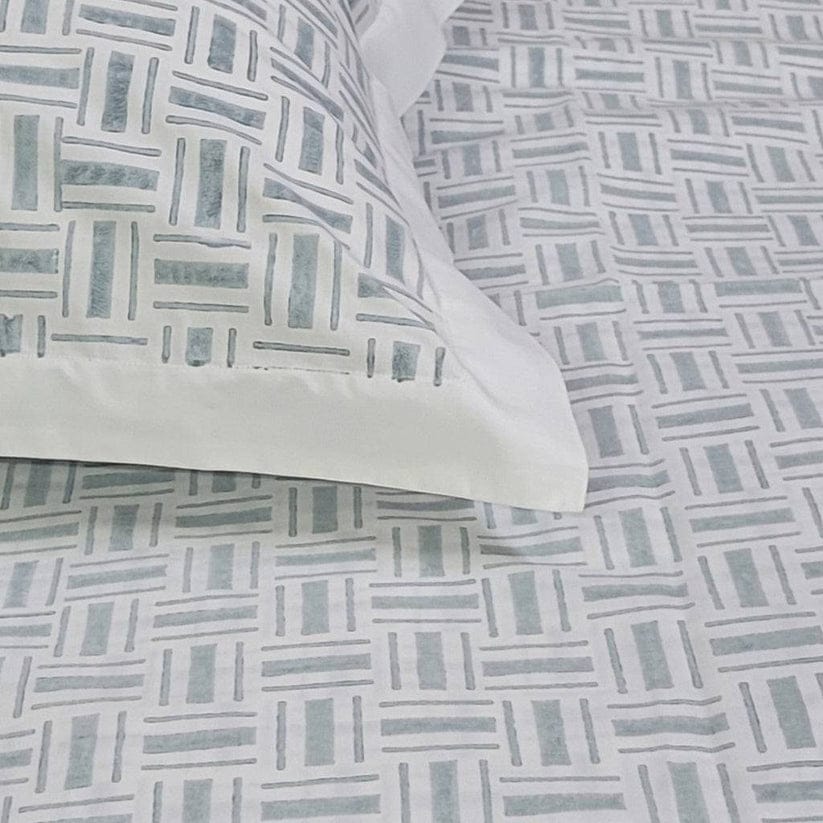 Pillow Covers Hand Block Printed "Crossroads" Set of 2 - LOVE FOR WHITE                                                          