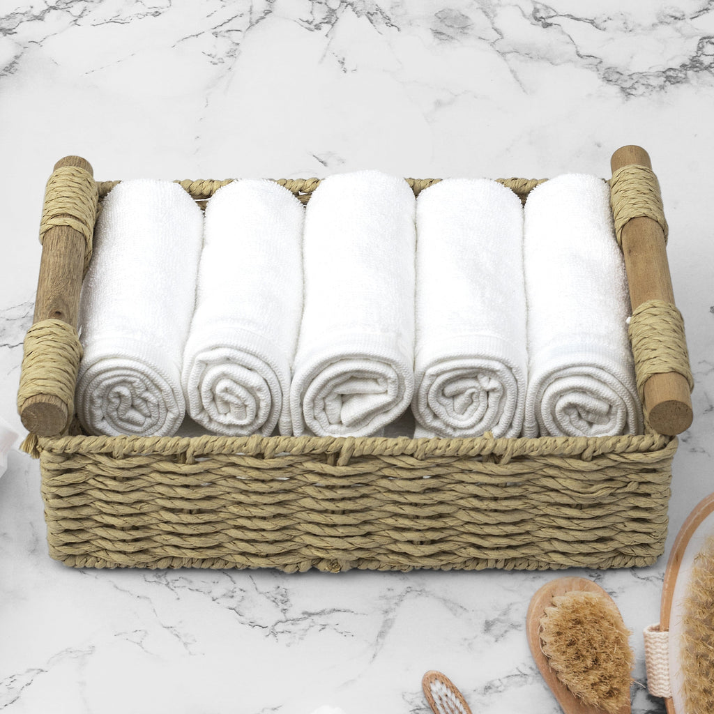 Hotel Luxury Face Towel Set Of 5 - White - LOVE FOR WHITE                                                          