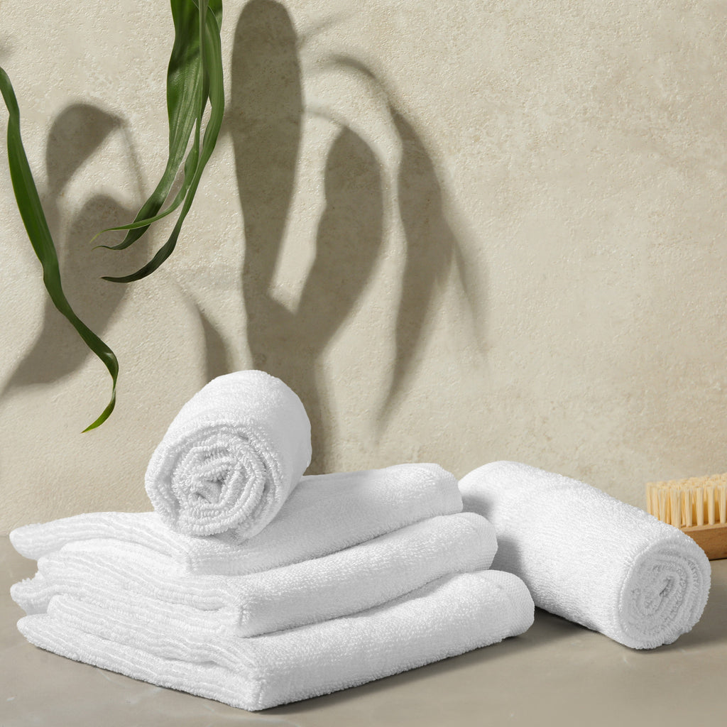 Hotel Luxury Face Towel Set Of 5 - White - LOVE FOR WHITE                                                          