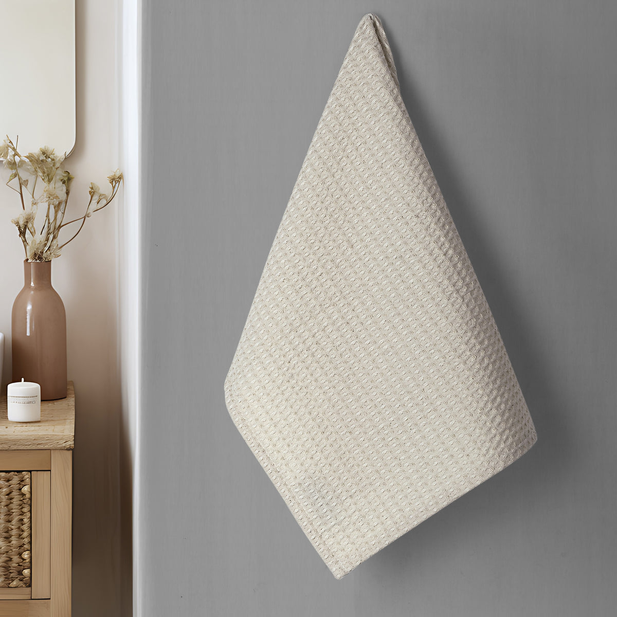 Lot de 4 serviettes à main gaufrées à séchage rapide - Écru naturel