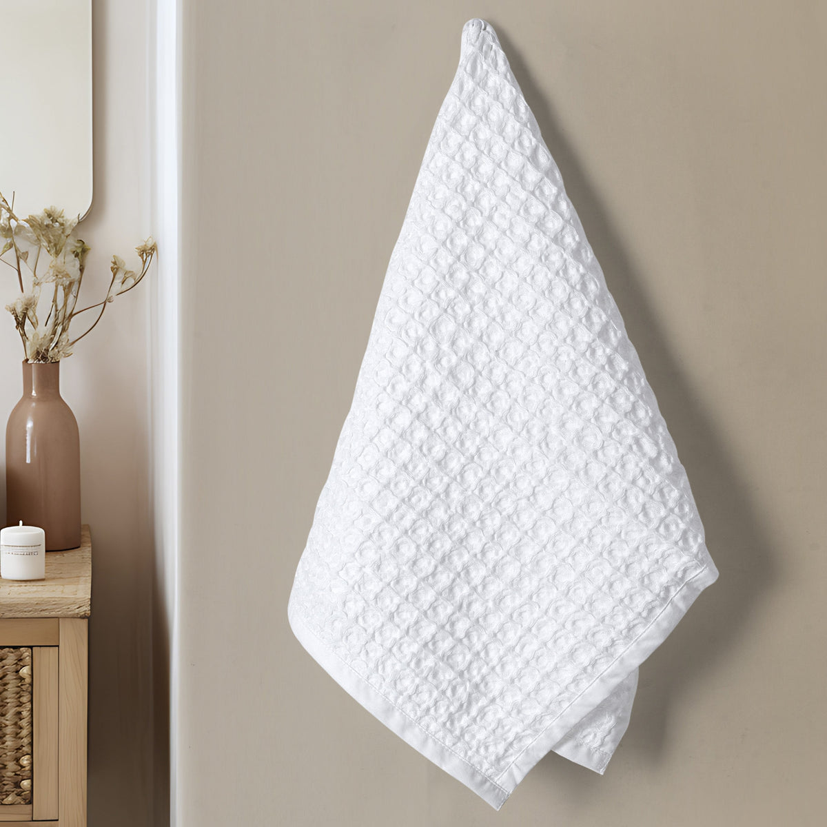 Plush Waffle Hand Towel Set of 4 - White