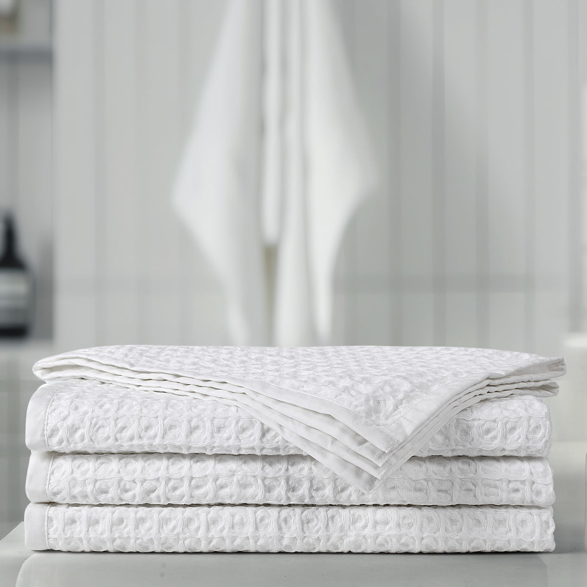 Plush Waffle Hand Towel Set of 4 - White