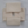Quick Dry Waffle Hand Towel Set of 4 - Natural Ecru - LOVE FOR WHITE                                                          