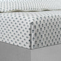 Fitted Sheet Hand Block Printed - Cornflower - LOVE FOR WHITE                                                          