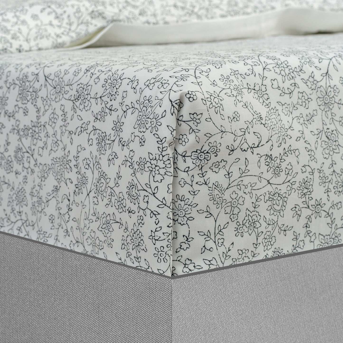 Fitted Sheet Hand Block Printed - Forest - LOVE FOR WHITE                                                          