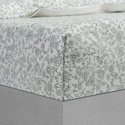 Fitted Sheet Hand Block Printed - Forest - LOVE FOR WHITE                                                          