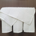 Plush Waffle Hand Towel Set of 4 - White