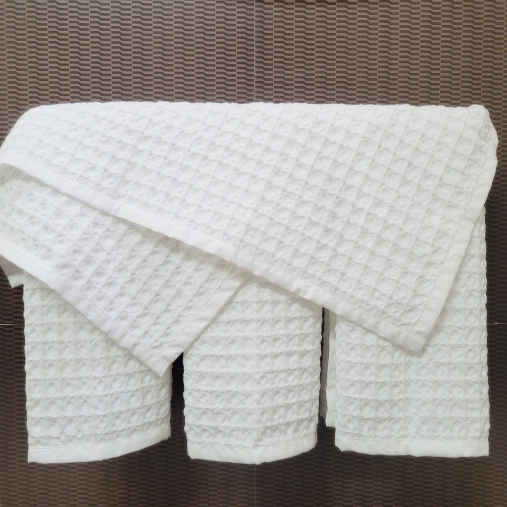 Plush Waffle Hand Towel Set of 4 - White