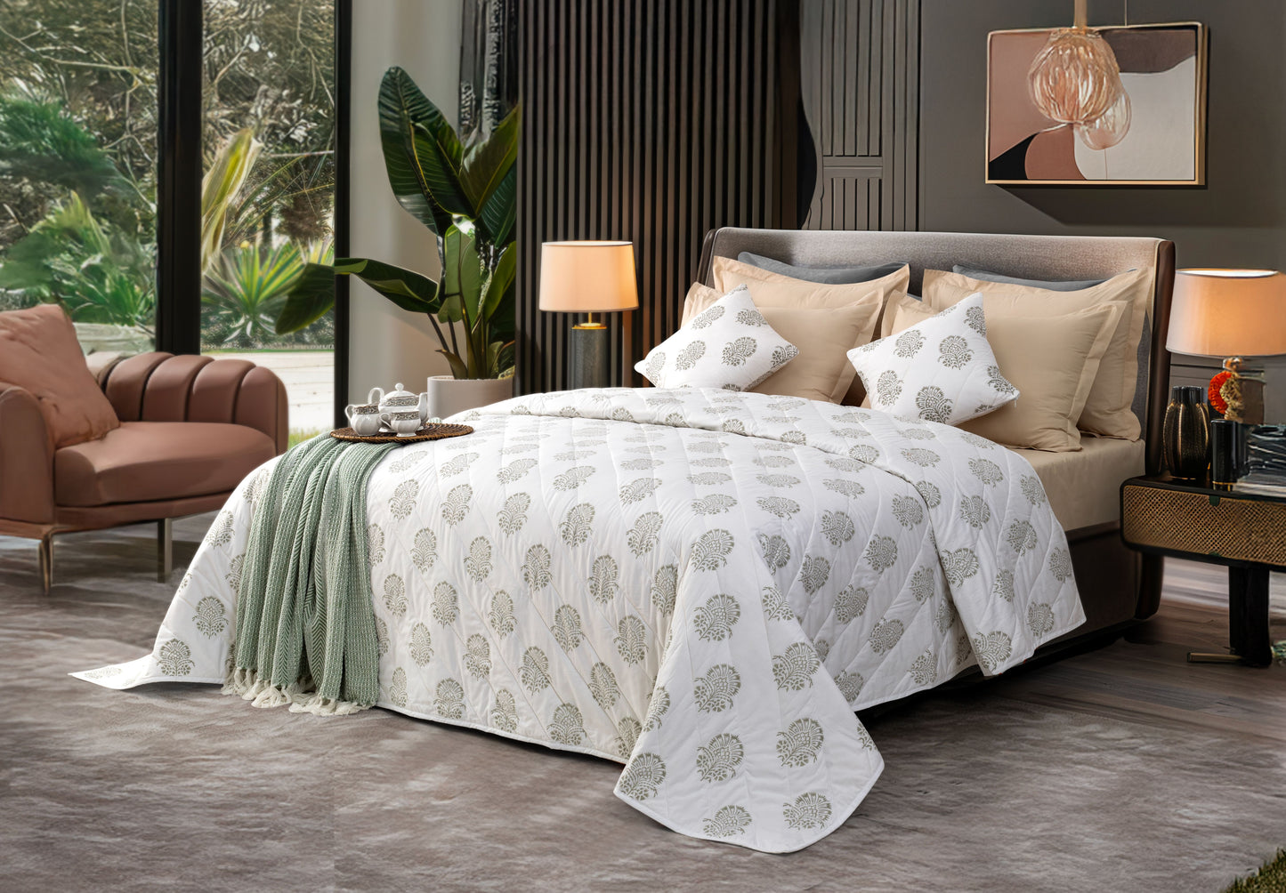 Summer Quilt/Bed Cover "Hibiscus"