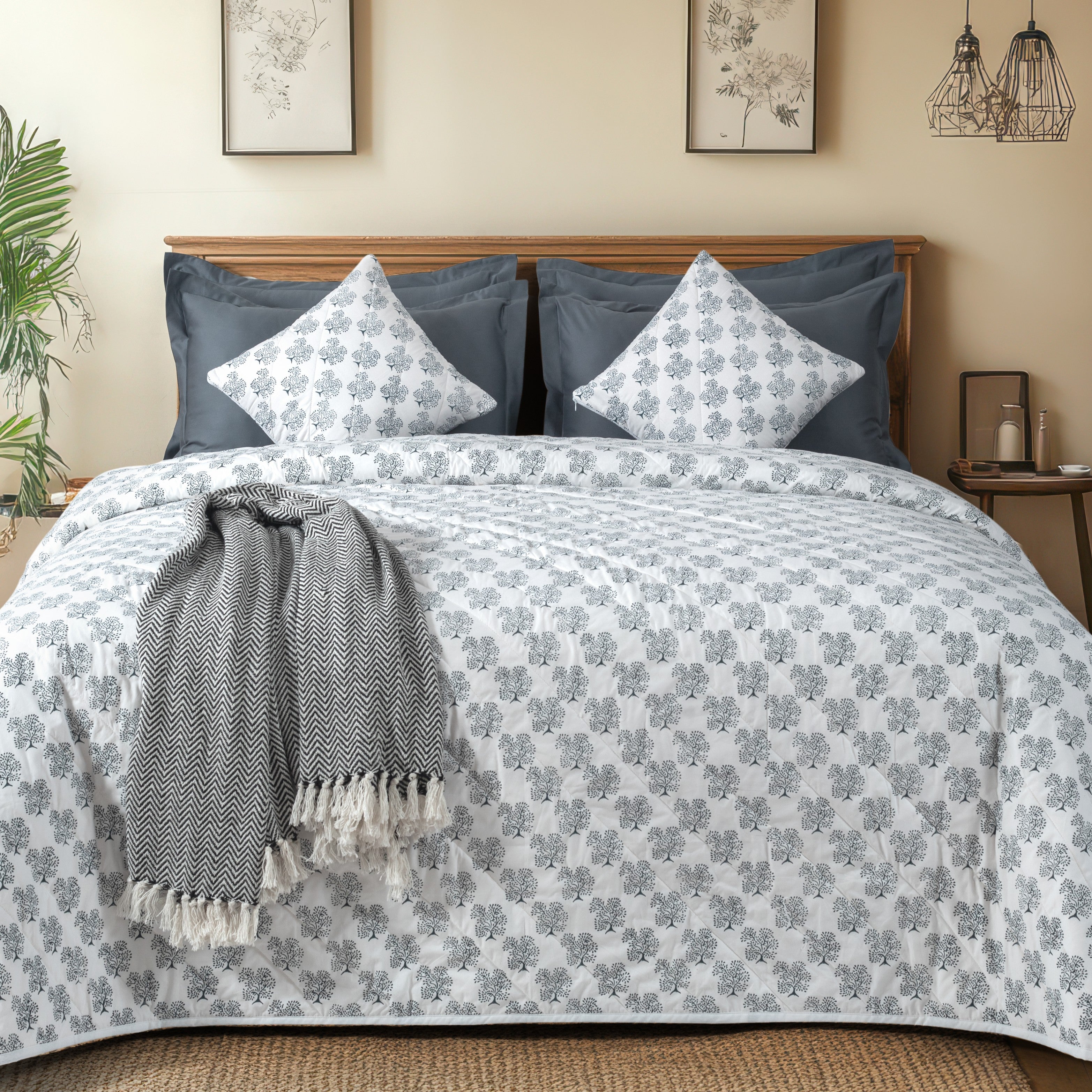 Summer Quilt/Bed Cover "Tree of Life" - LOVE FOR WHITE                                                          