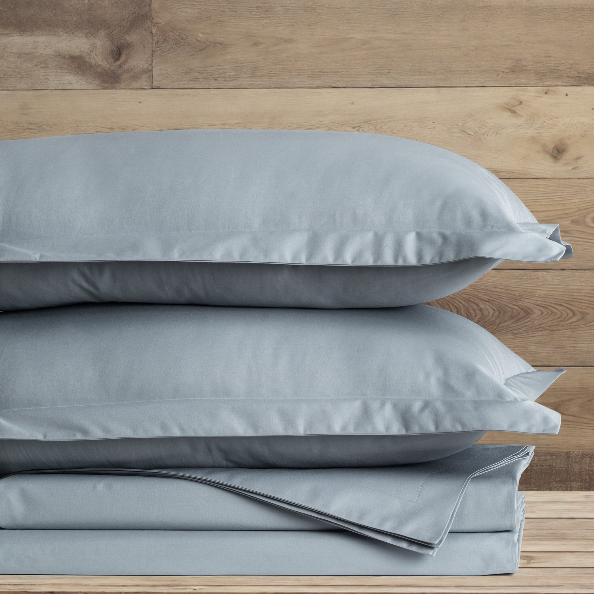 Fitted Sheet 600TC Heavenly - Blue Blush - LOVE FOR WHITE                                                          