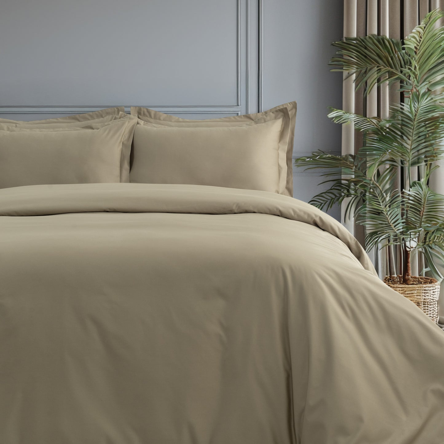 Bed Sheet 600TC Heavenly - Dark Beige (Without Pillow Covers) - LOVE FOR WHITE                                                          