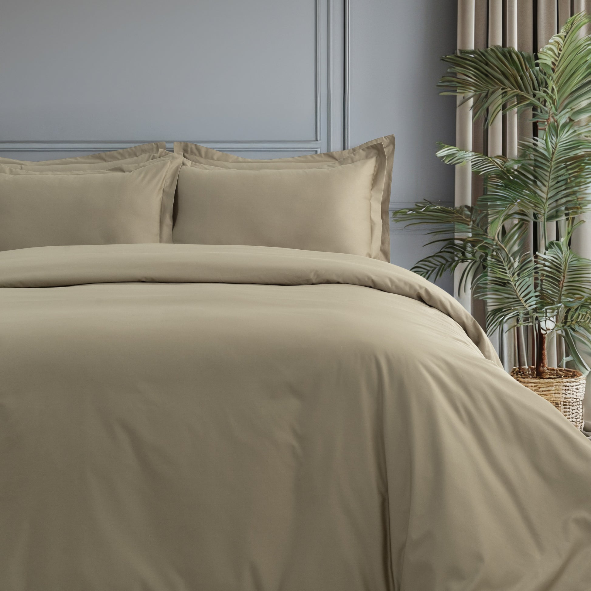 Bed Sheet 600TC Heavenly - Dark Beige (Without Pillow Covers) - LOVE FOR WHITE                                                          