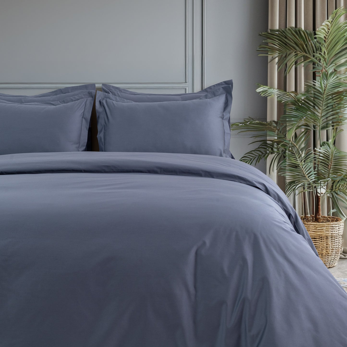 Bed Sheet 600TC Heavenly - Flintstone (Without Pillow Covers) - LOVE FOR WHITE                                                          