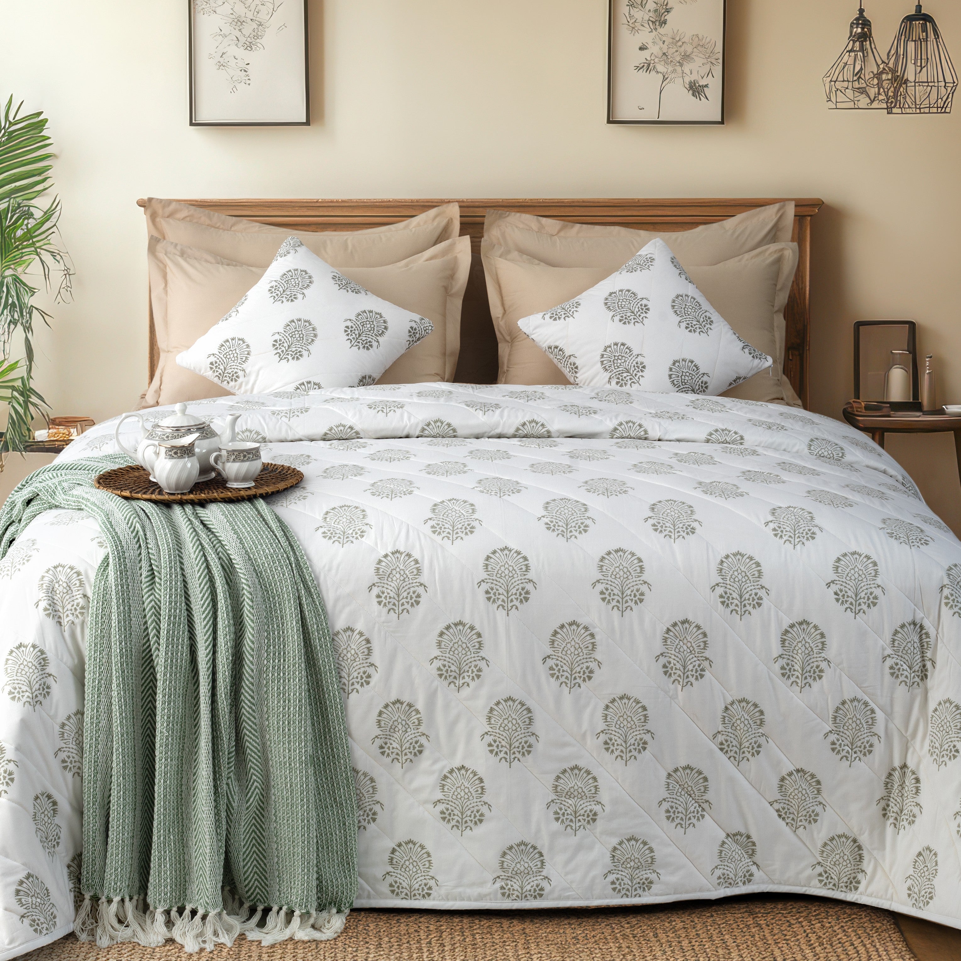 Summer Quilt/Bed Cover "Hibiscus" - LOVE FOR WHITE                                                          