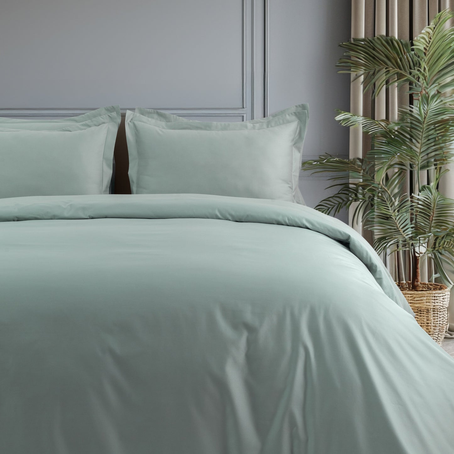 Bed Sheet 600TC Heavenly - Aqua Pearl (Without Pillow Covers) - LOVE FOR WHITE                                                          