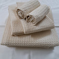 Quick Dry Waffle Towel Set - Natural Ecru - LOVE FOR WHITE                                                          