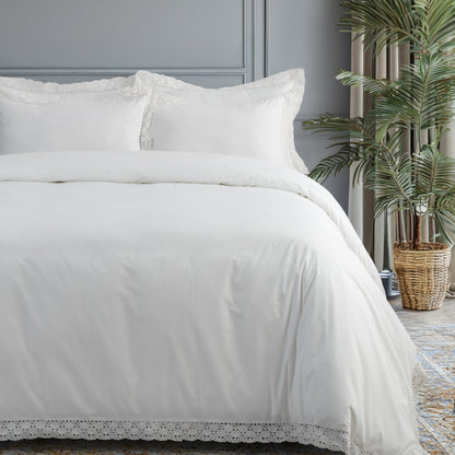 Bed Sheet Crochet Border - White