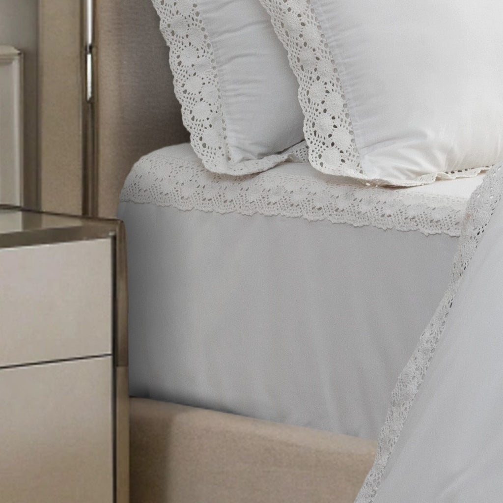 Bed Sheet Crochet Border - White - LOVE FOR WHITE                                                          