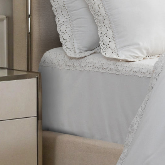 Bed Sheet Crochet Border - White