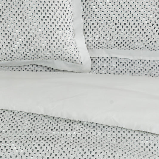 Duvet Cover Hand Block Printed- Cornflower - LOVE FOR WHITE                                                          