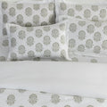Bed Sheet Hand Block Printed "Hibiscus" - LOVE FOR WHITE                                                          