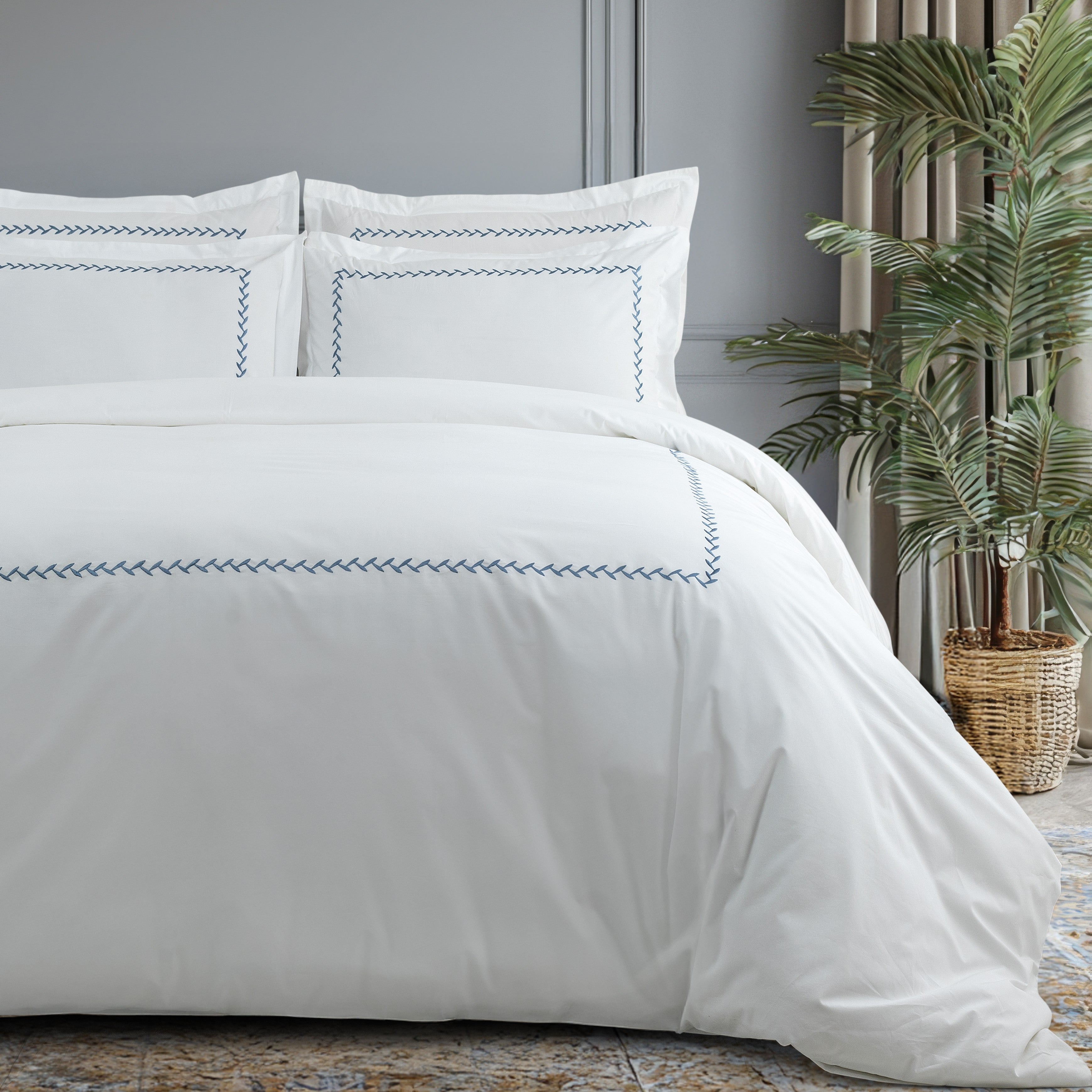Bed Sheet Embroidered - Fern