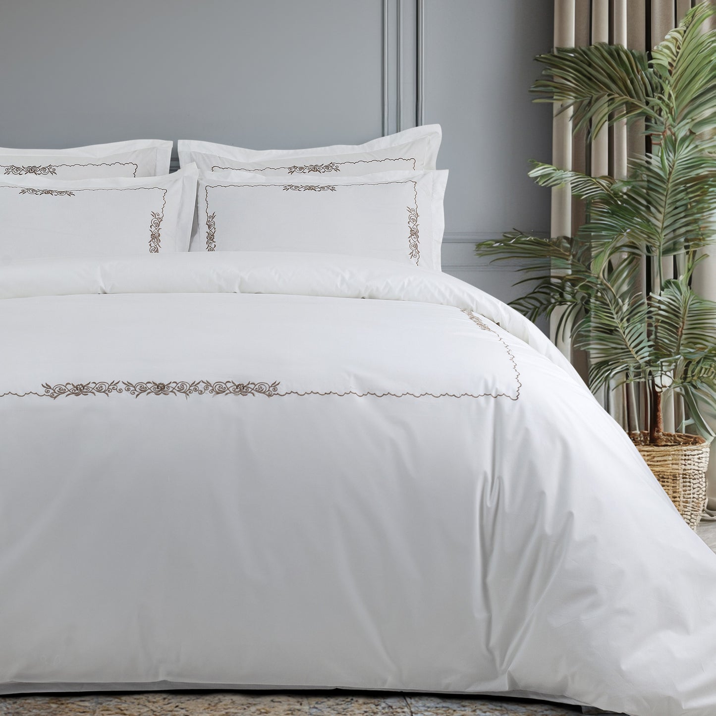 Bed Sheet Embroidered - Iris