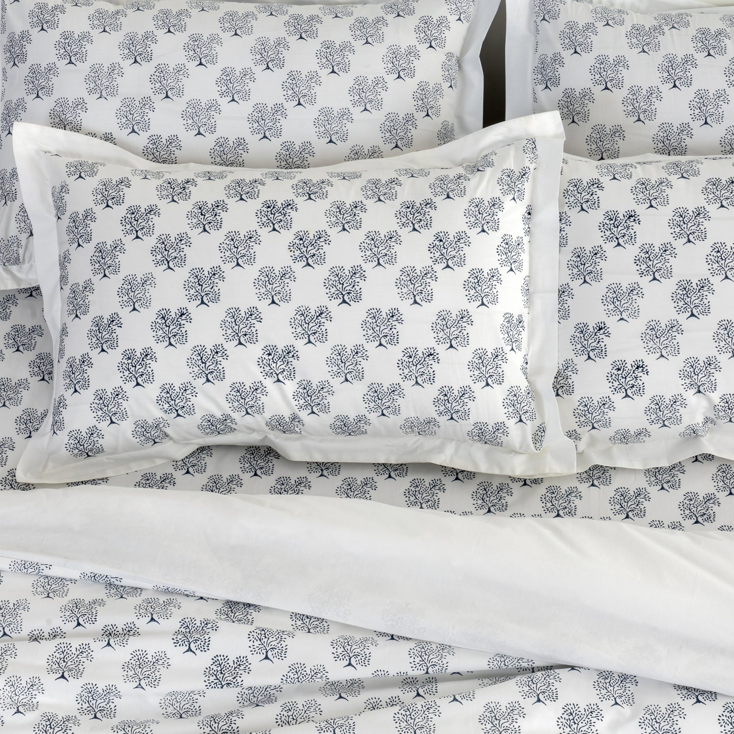 Duvet Cover Hand Block Printed - Tree Of Life - LOVE FOR WHITE                                                          